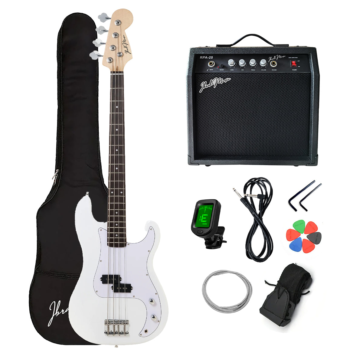 Bajo Eléctrico Ibrah 4 Cuerdas + Amplificador 20W + Acces