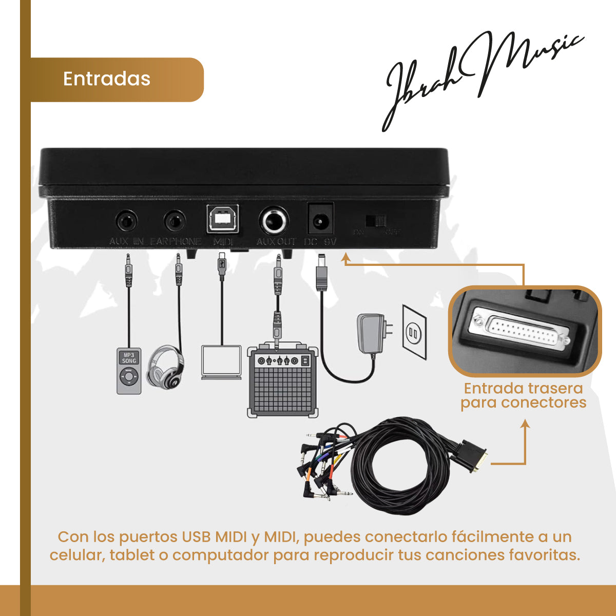 Bateria Electrica Profesional MIDI Ibrah Music 14 Piezas
