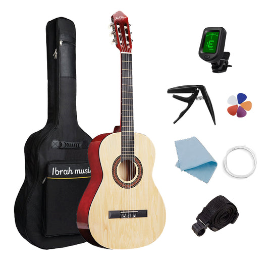 Guitarra Acústica Clásica Ibrah 39 Pulgadas Colores + Funda