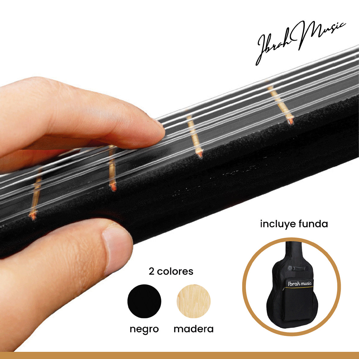 Guitarra Acústica Clásica Ibrah 39 Pulgadas Colores + Funda