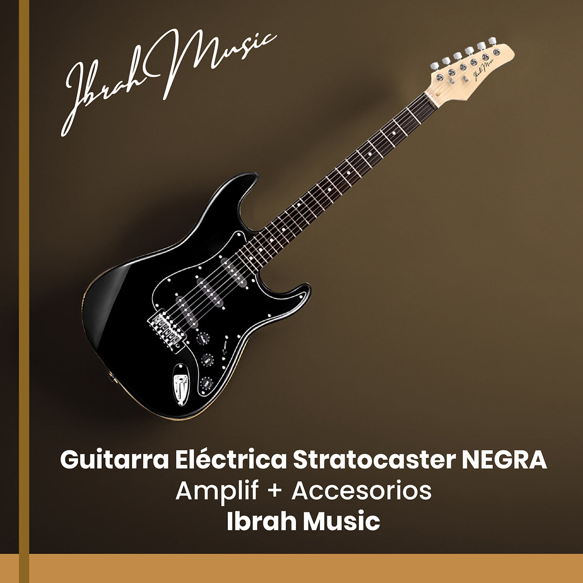 Guitarra Eléctrica Strato Ibrah + Amplif + Accesorios Negra
