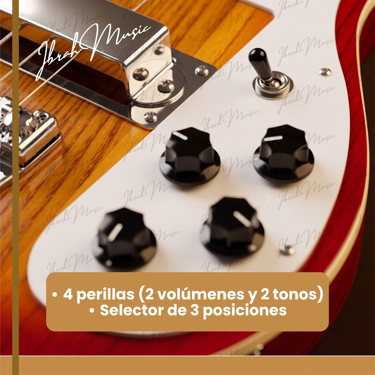 Bajo Eléctrico Ibrah RH 4 Cuerdas Sunburst + Amplificador PRA20W + Accesorios