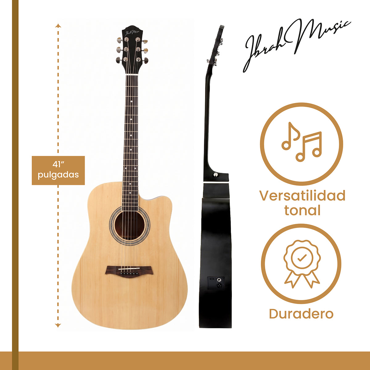Guitarra Electroacústica 41" Café con EQ + Accesorios