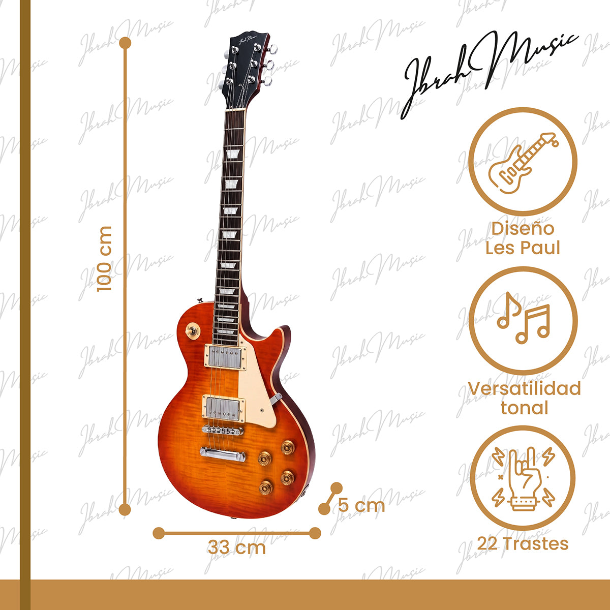 Guitarra Eléctrica Ibrah Les Paul Sunburst + Amplificador KA20W + Accesorios