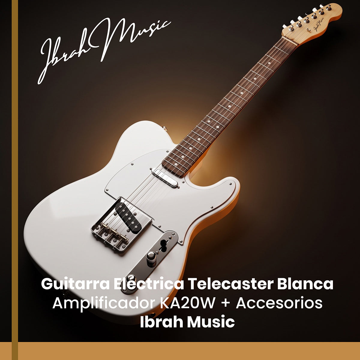 Guitarra Eléctrica Ibrah TC Style Blanca + Amplificador KA20W + Accesorios