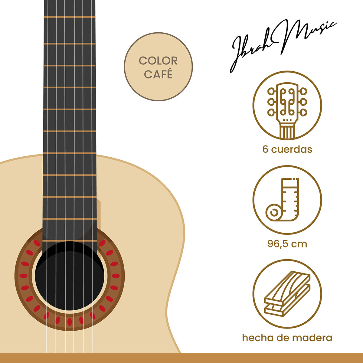 Guitarra Acústica Clásica Ibrah 39 Pulgadas Colores + Funda