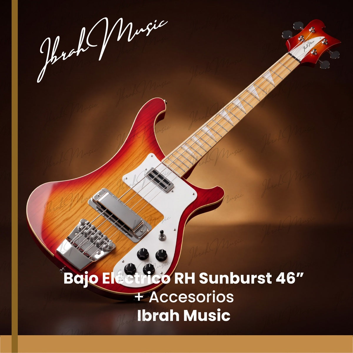 Bajo Eléctrico Ibrah RH 4 Cuerdas Sunburst + Amplificador PRA20W + Accesorios
