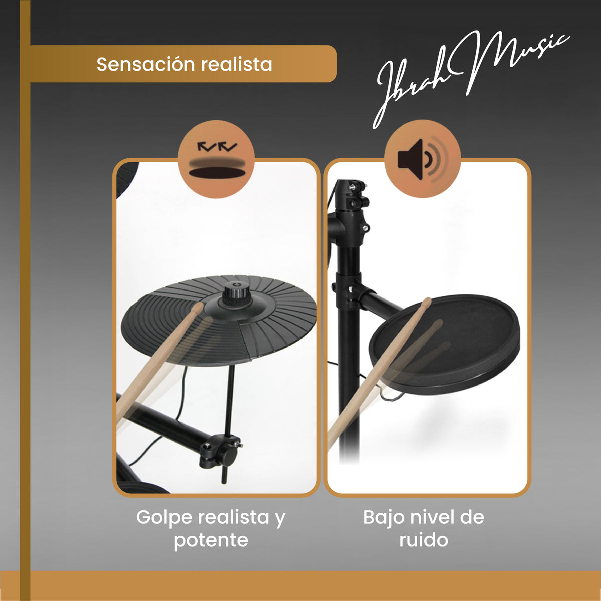 Bateria Electrica Profesional MIDI Ibrah Music 14 Piezas